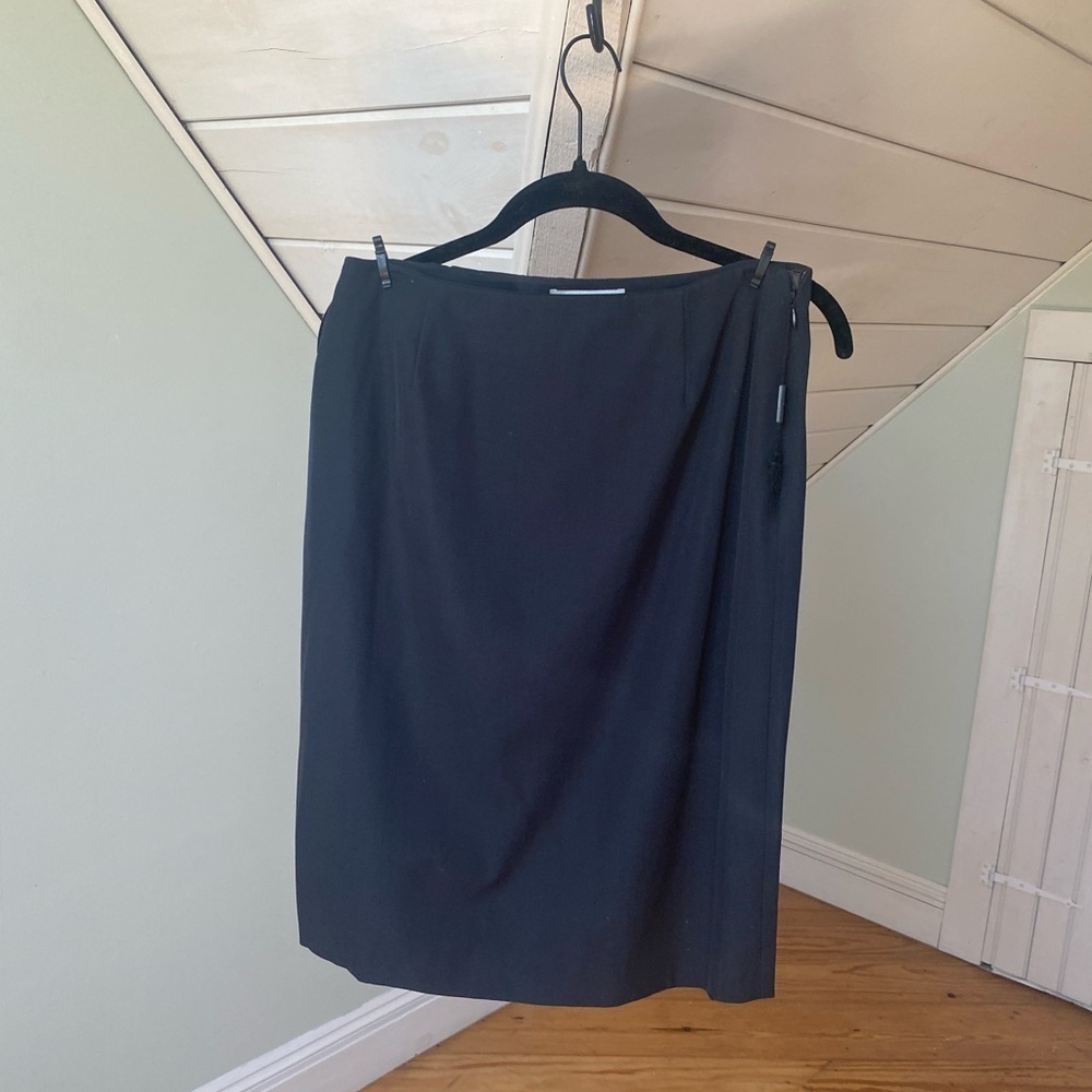 EMPORIO ARMANI Vintage Black Wool-Blend Pencil Skirt sz 42